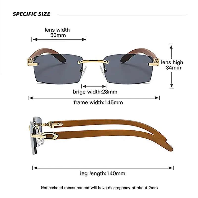 Rectangle Rimless Sunglasses