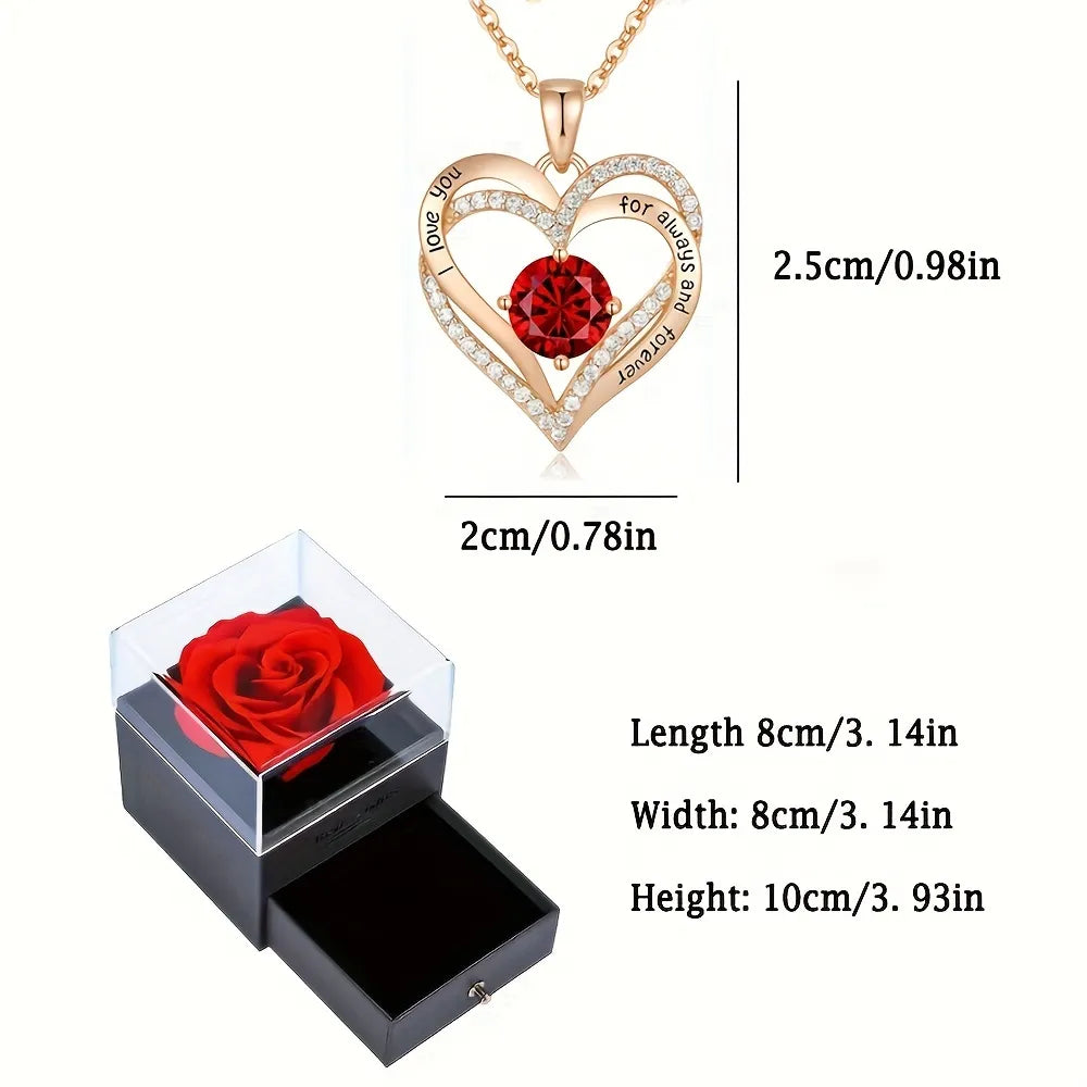 Necklace & Rose Flower Gift Box