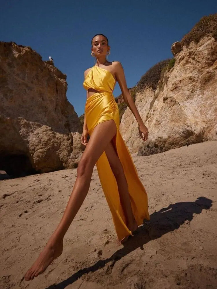 One Shoulder Waist Dress