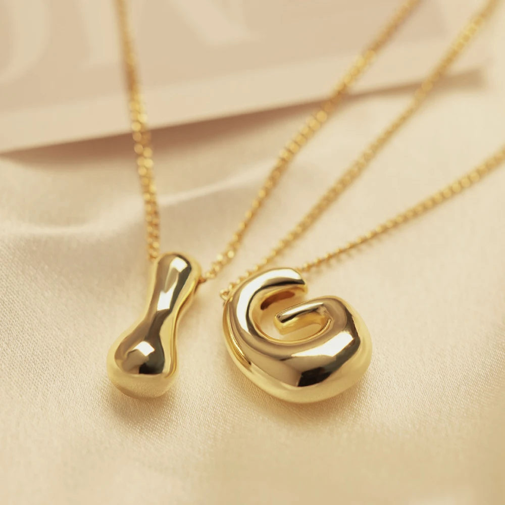 Chunky Bubble Initial Letter Necklace