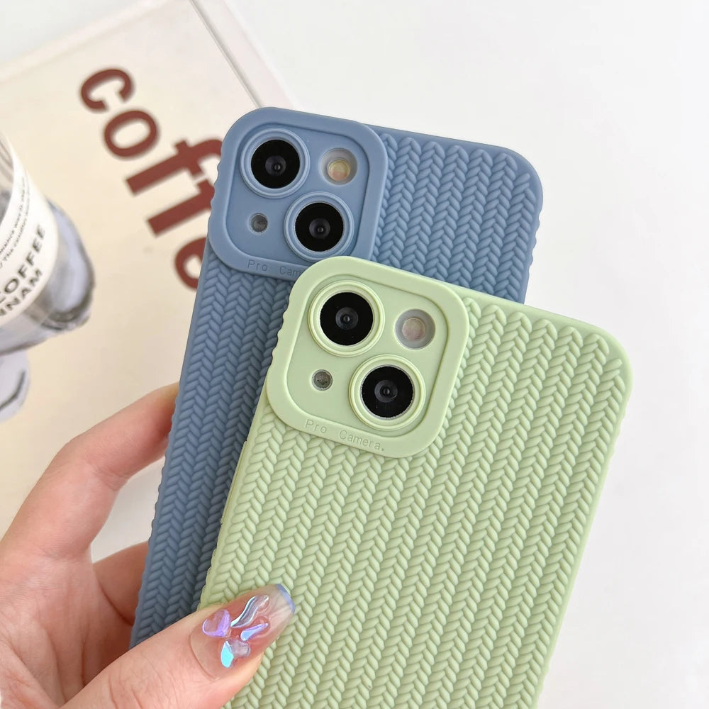 Candy Color Woven Pattern Phone Case