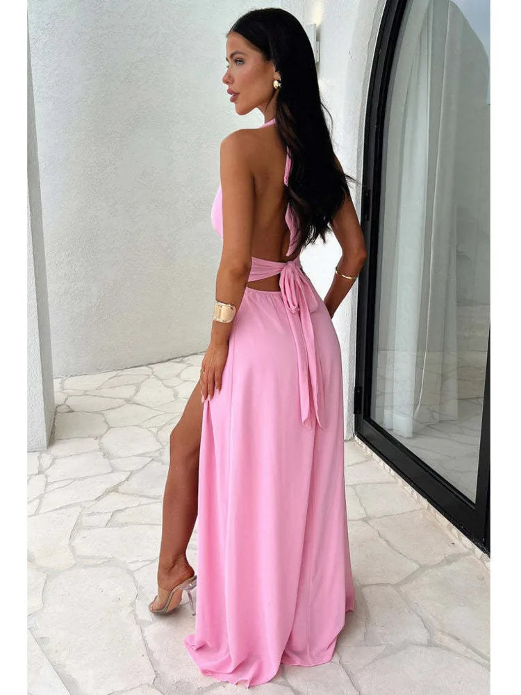 Sleeveless Open Back High Split Dress