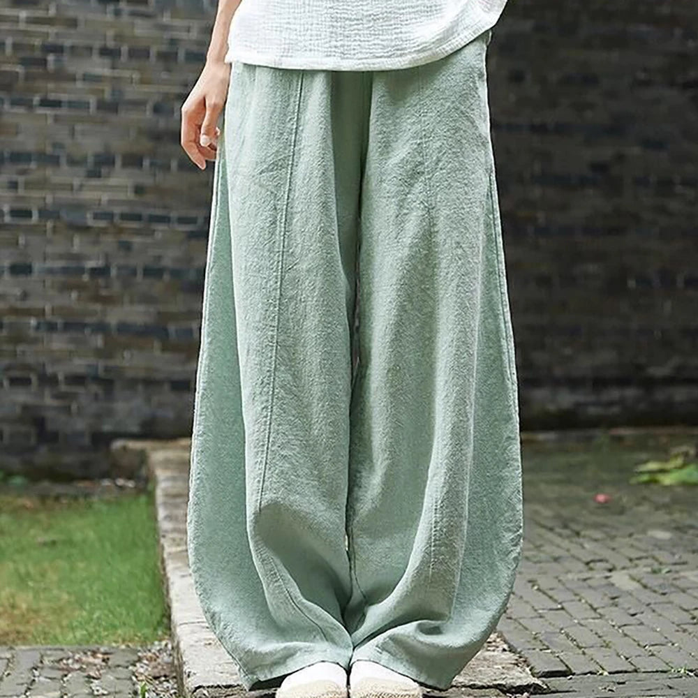 Cotton Linen Wide Leg Pants