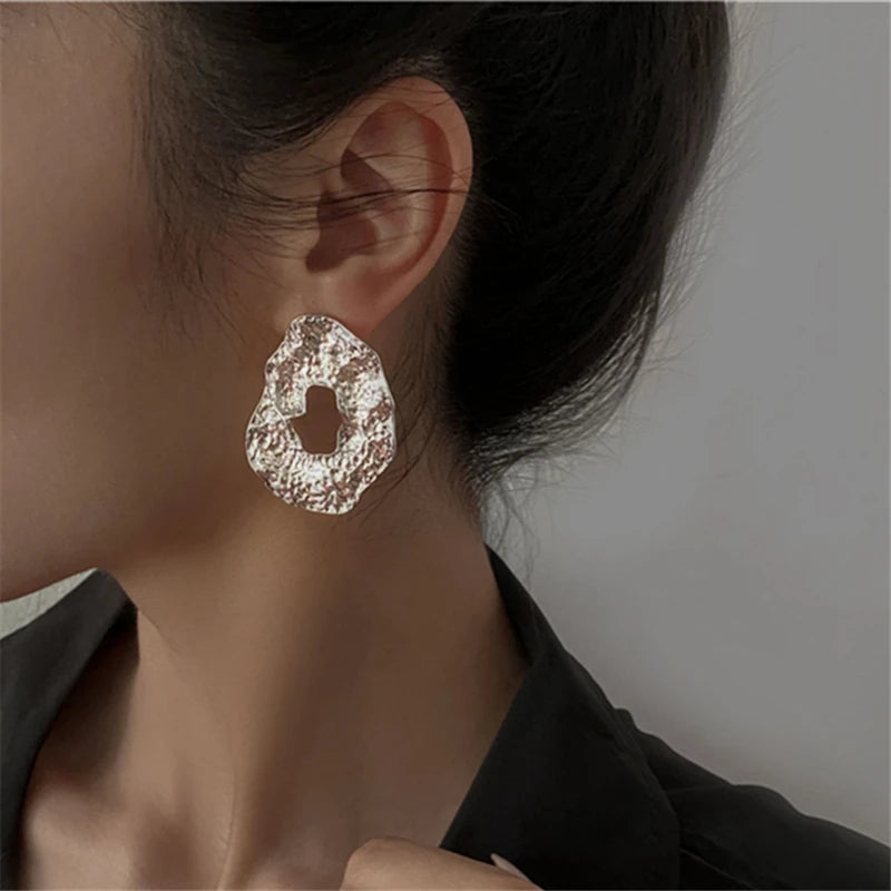 Geometric Irregular Hollow Metal Earrings