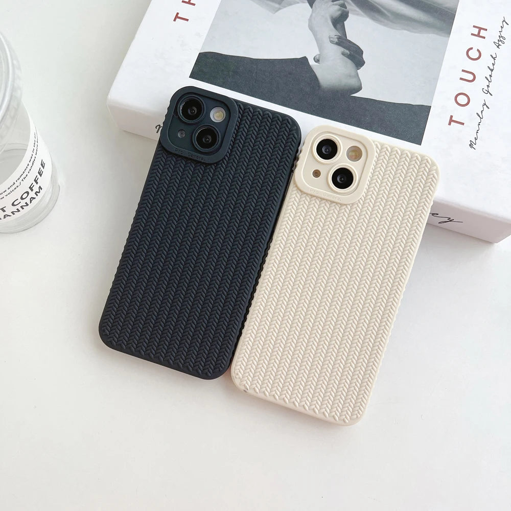 Candy Color Woven Pattern Phone Case