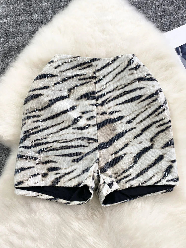 Sparkly Leopard Print Shorts
