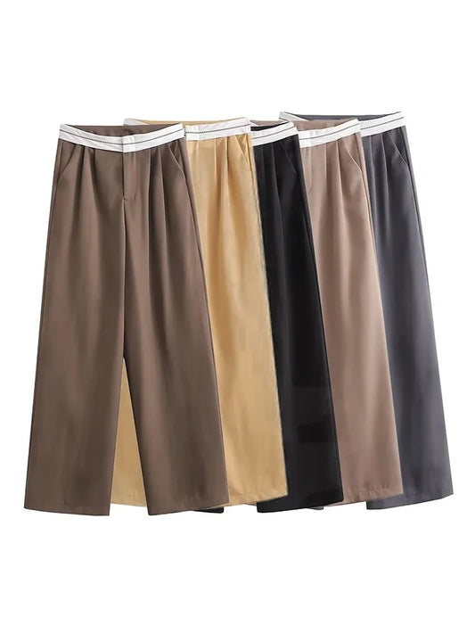 Pleated High Waist Wide Leg Trousers
