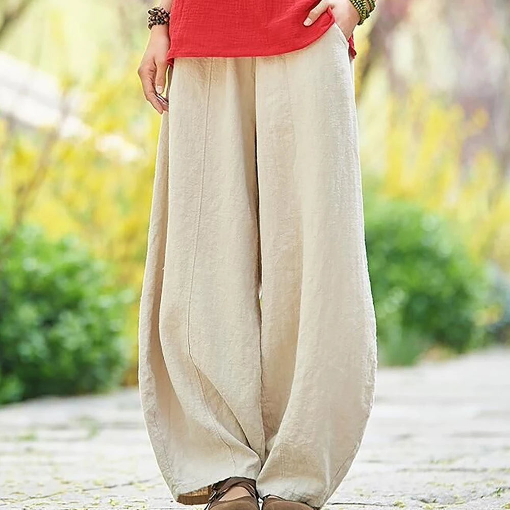 Cotton Linen Wide Leg Pants