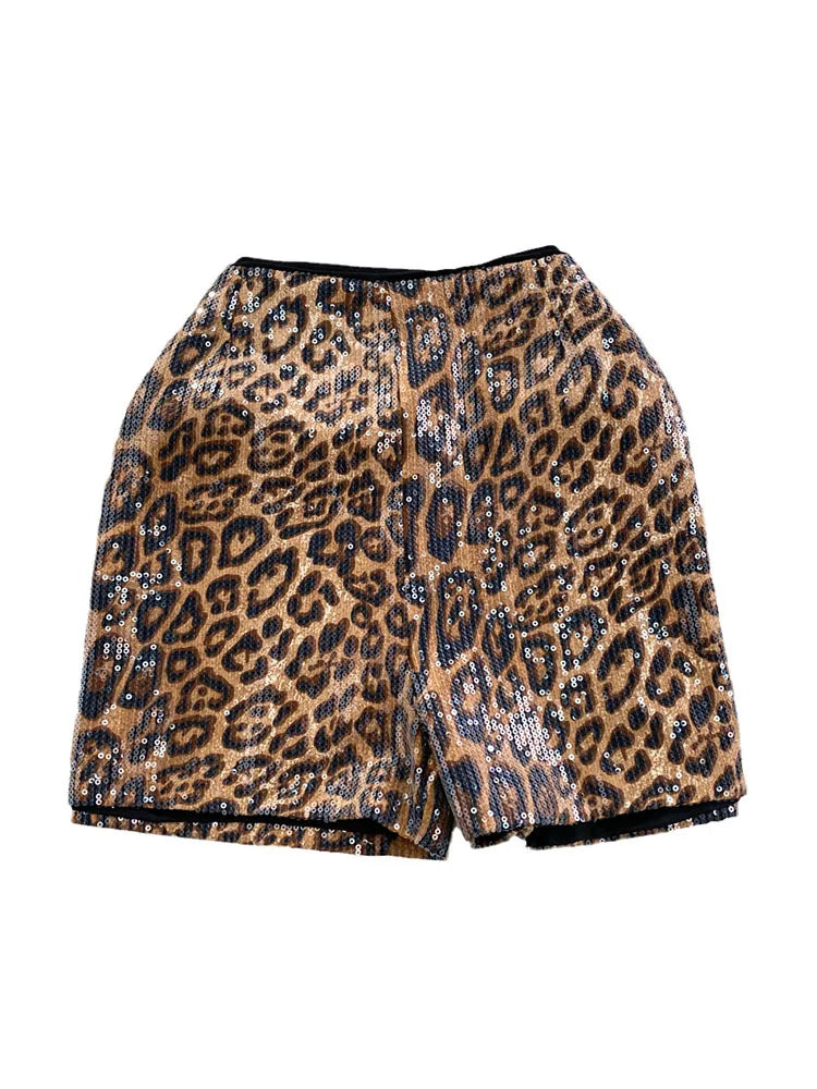 Sparkly Leopard Print Shorts
