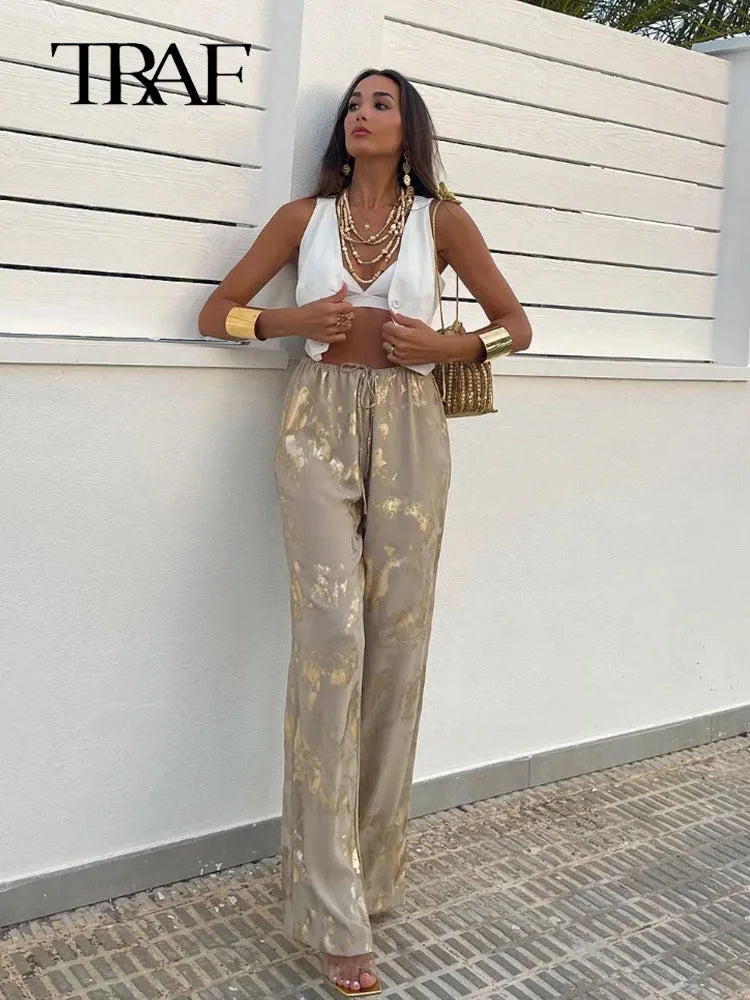 Metal Print Trousers