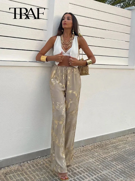 Metal Print Trousers