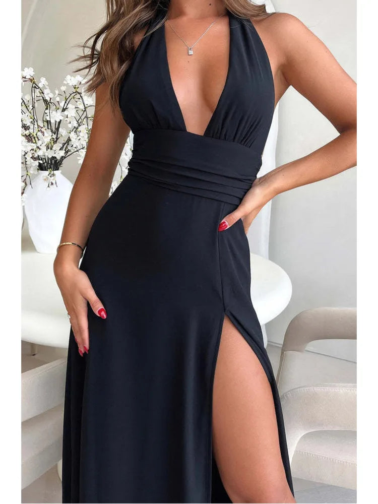 Sleeveless Open Back High Split Dress