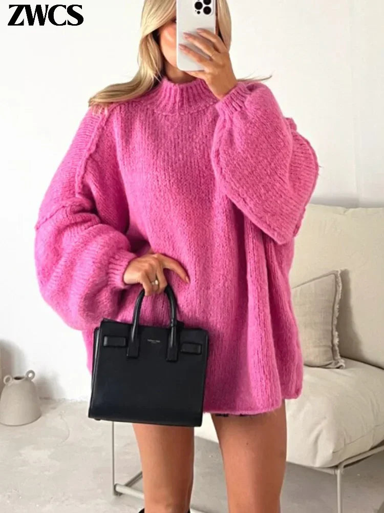 Lantern Sleeve Knitted Cardigan