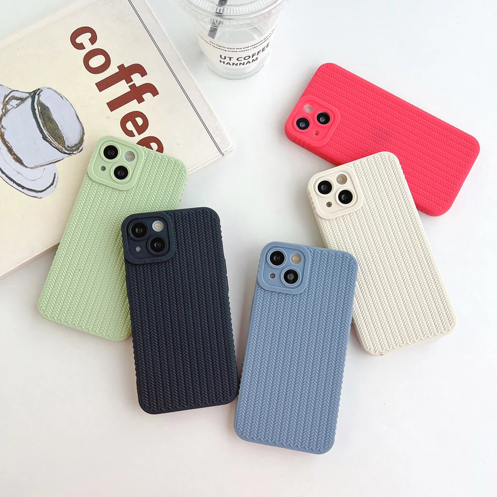 Candy Color Woven Pattern Phone Case