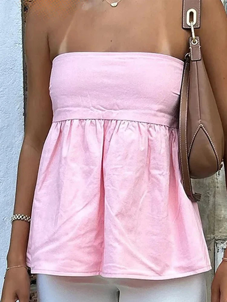 Strapless Flowy Solid Color Tube Tops