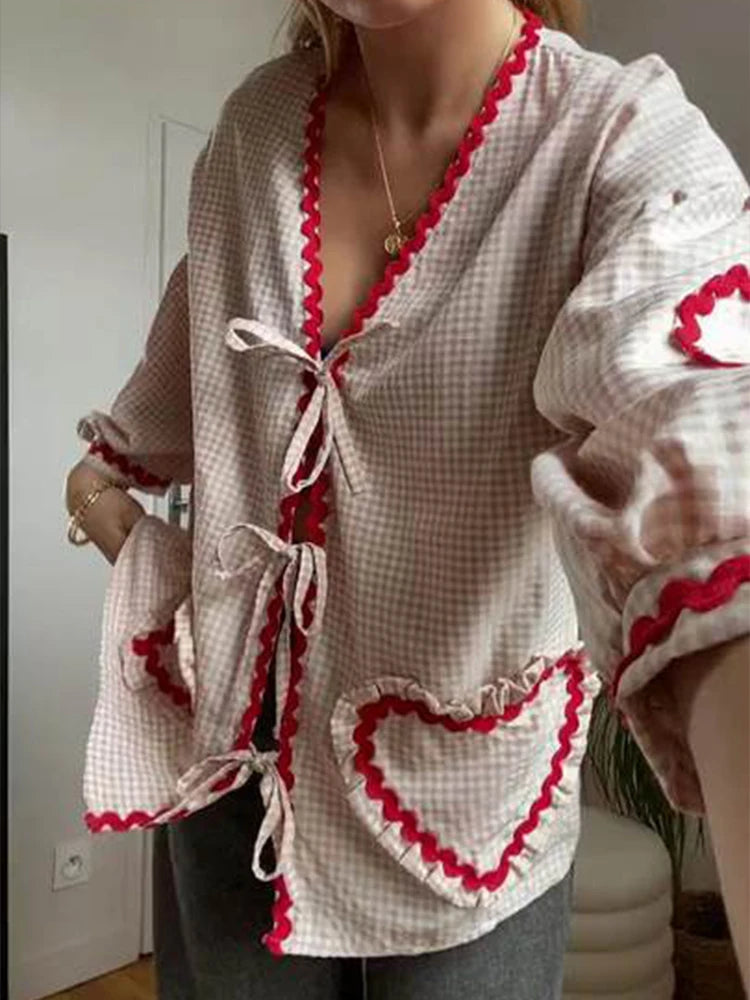 Lace Up Cotton Shirt Stockholm Style