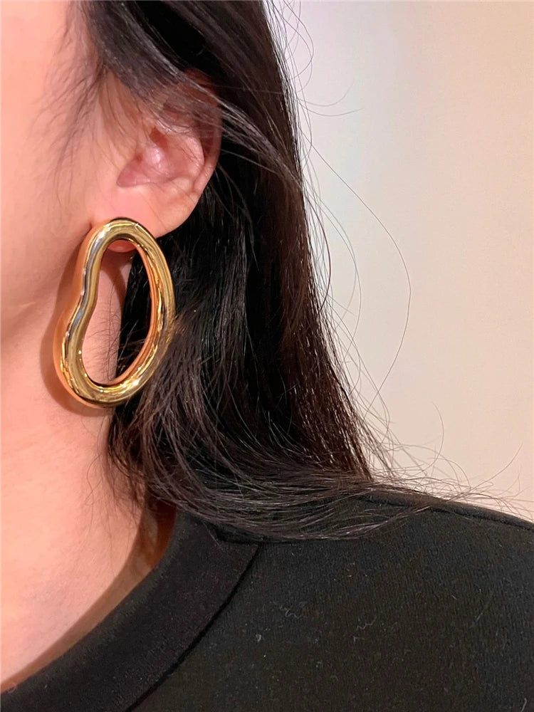 Irregular Contour Line Stud Earrings