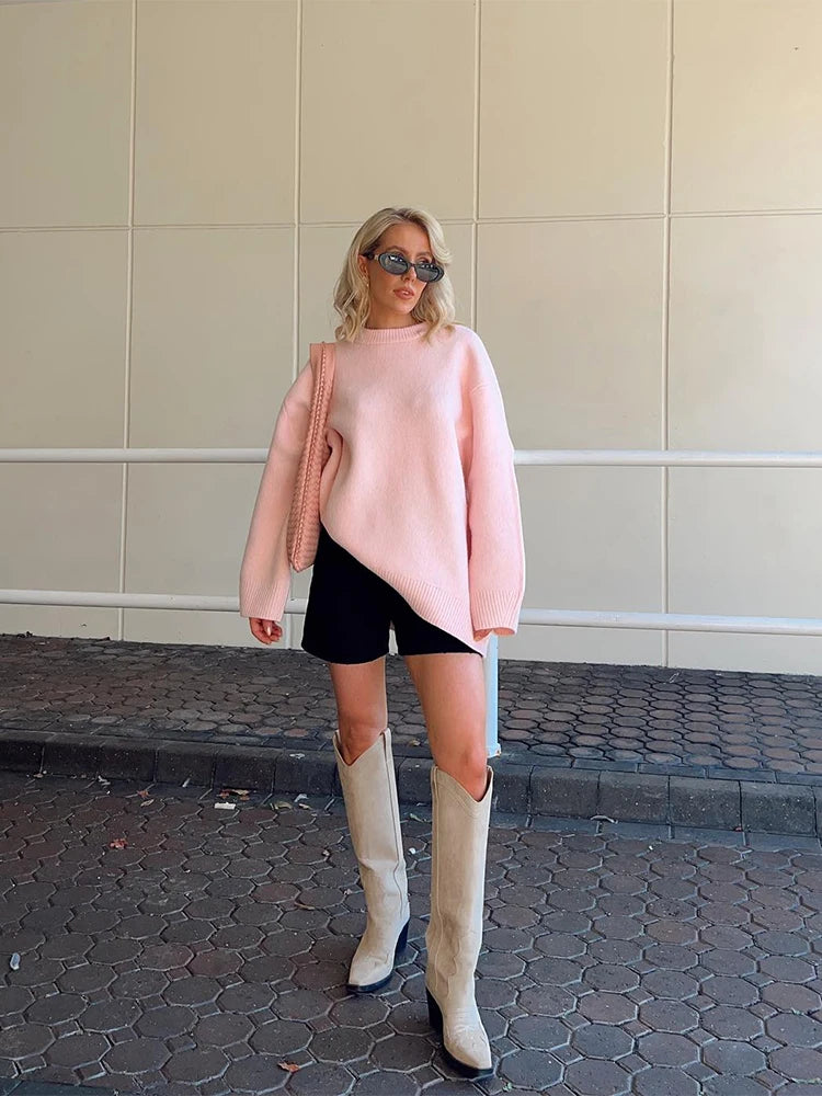 Casual O-neck Long Sleeve Loose Sweater