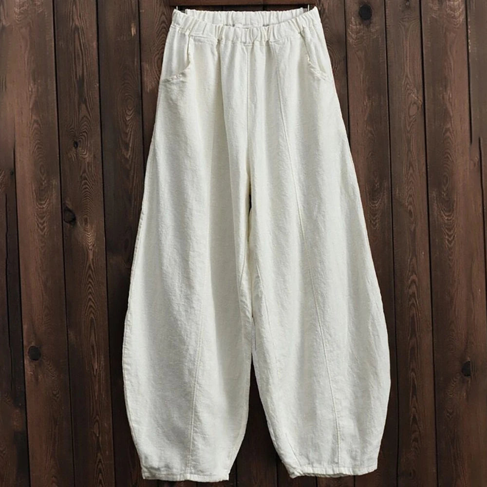 Cotton Linen Wide Leg Pants