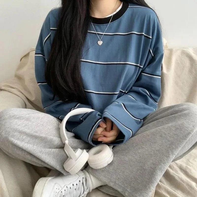 Striped Oversized Long Sleeve Shirt