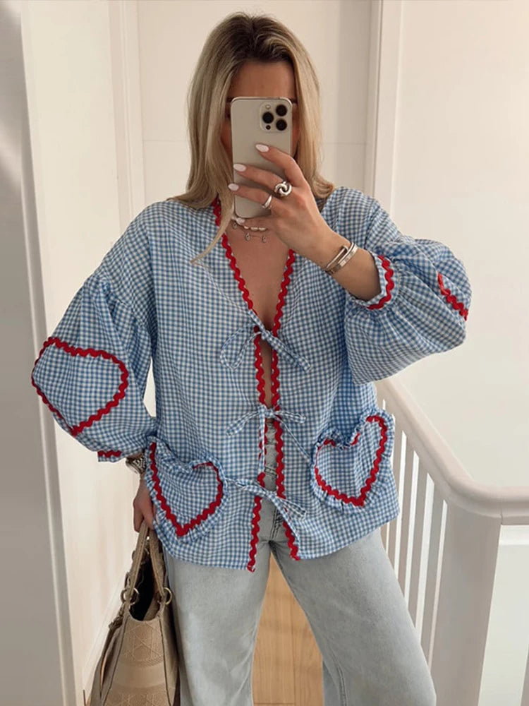 Lace Up Cotton Shirt Stockholm Style