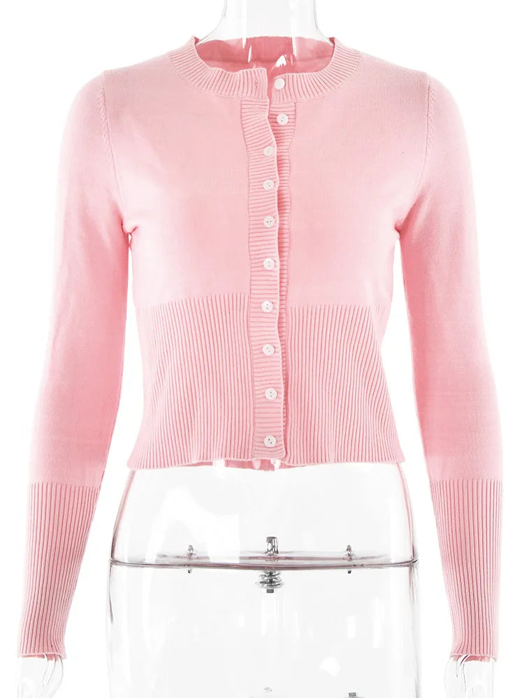 Long Sleeve Knitted Buttons Cardigan Sweater Woolen Top