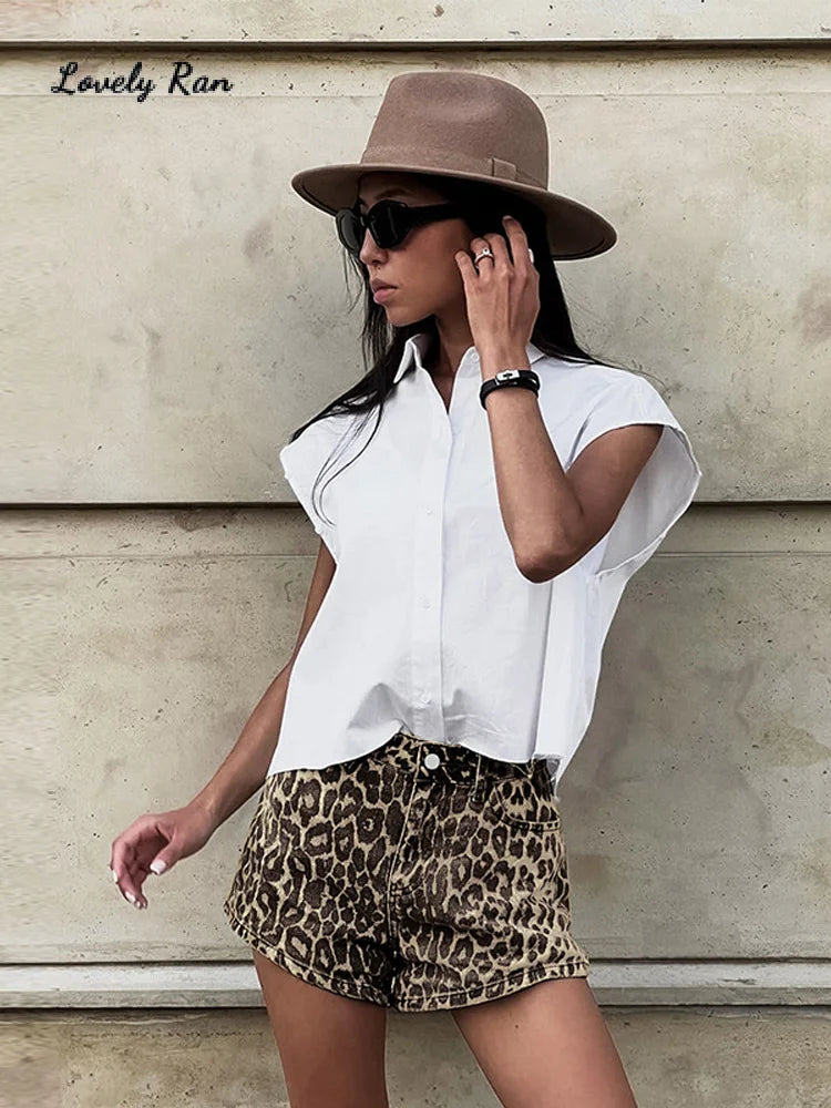 Leopard Print Women Short Pants