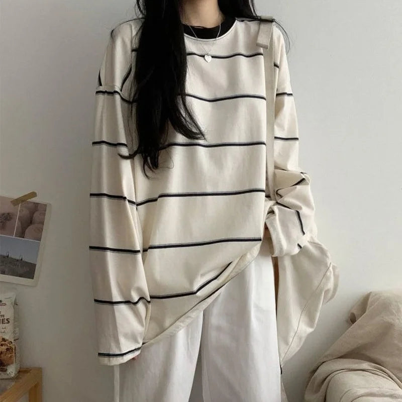Striped Oversized Long Sleeve Shirt