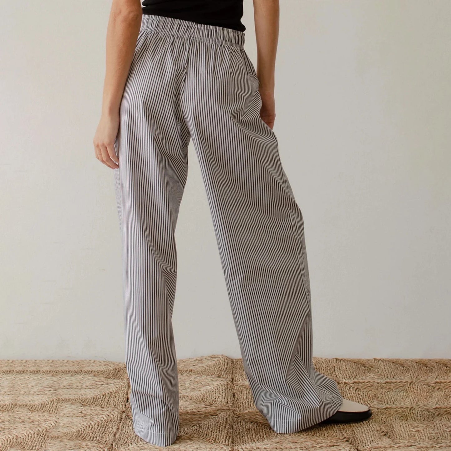Wide-Leg Pants Striped Trousers