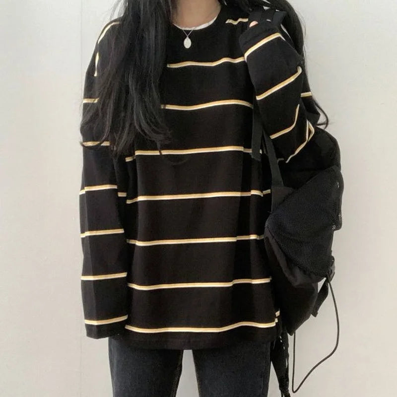 Striped Oversized Long Sleeve Shirt