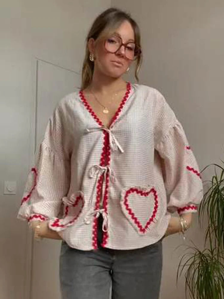 Lace Up Cotton Shirt Stockholm Style