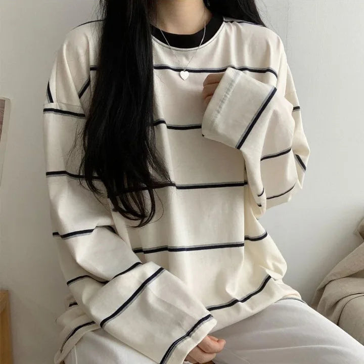 Striped Oversized Long Sleeve Shirt