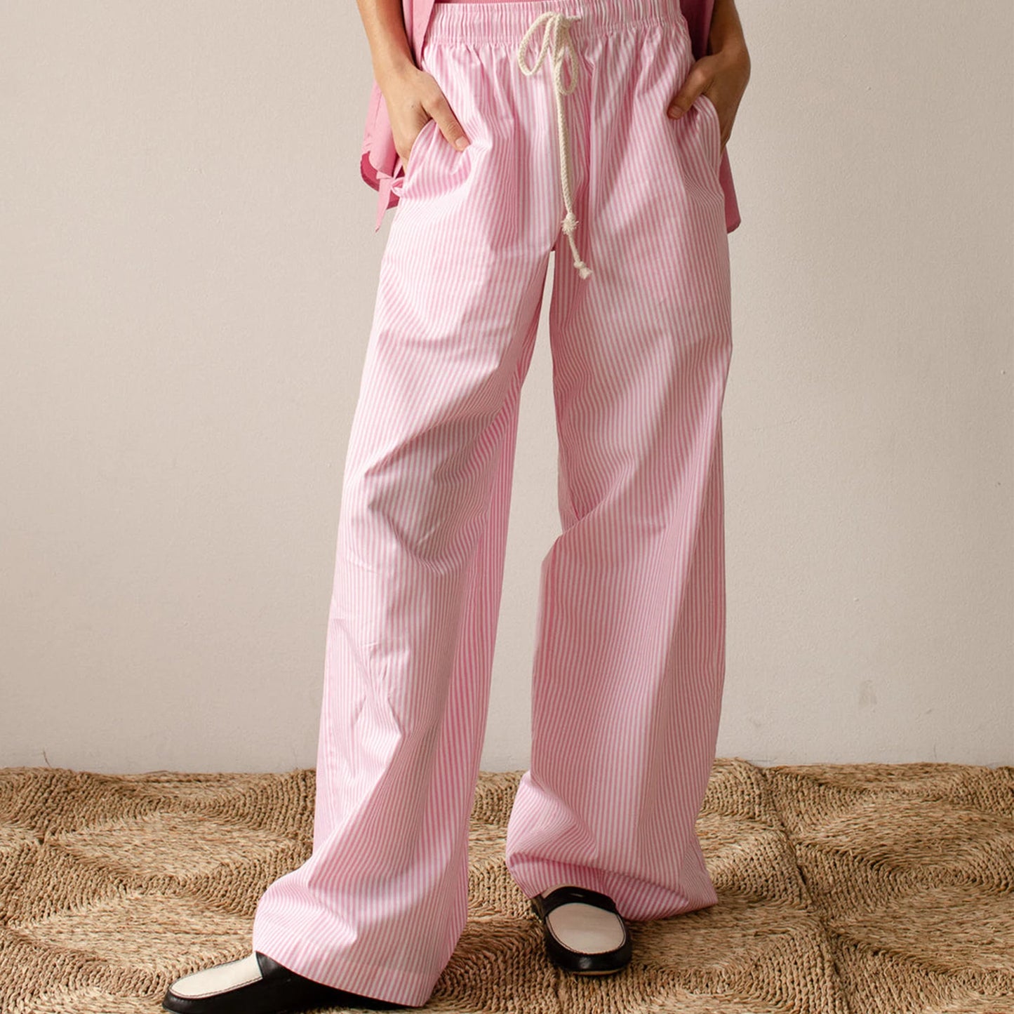 Wide-Leg Pants Striped Trousers