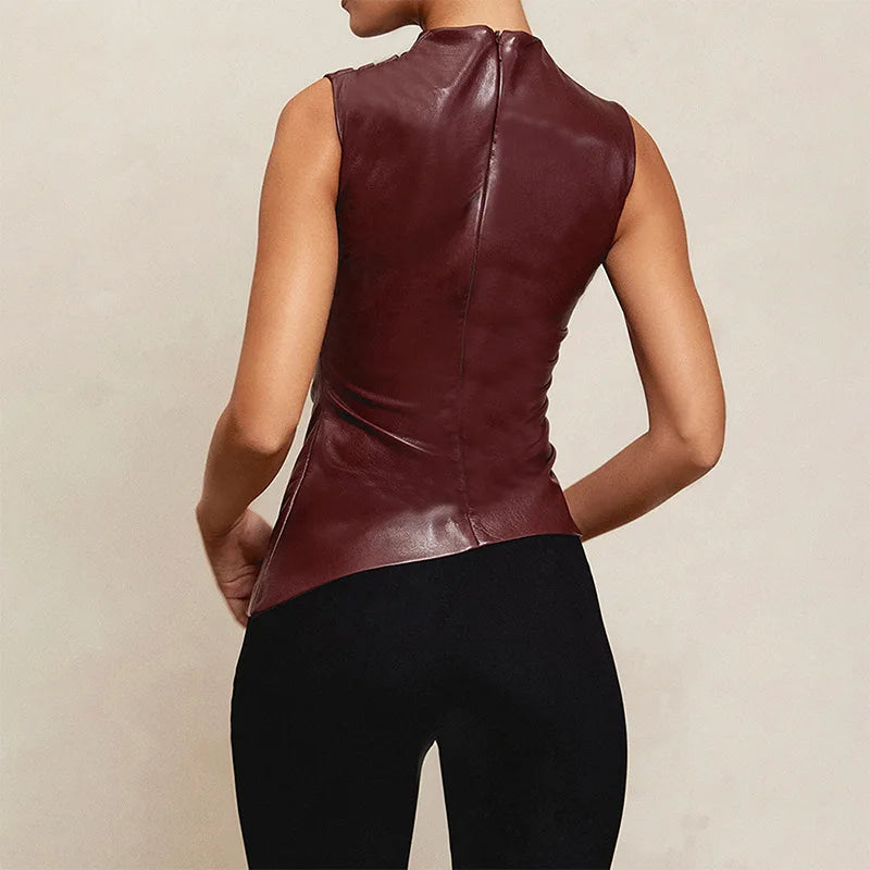 Leather Sleeveless Tank Top