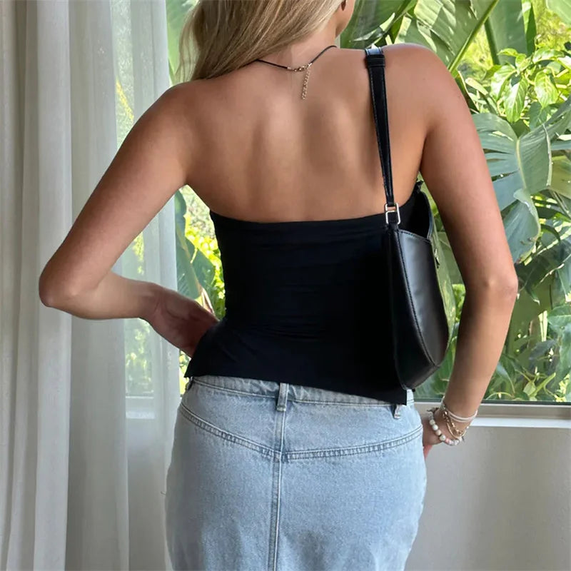 Solid Color Side Split Tube Top