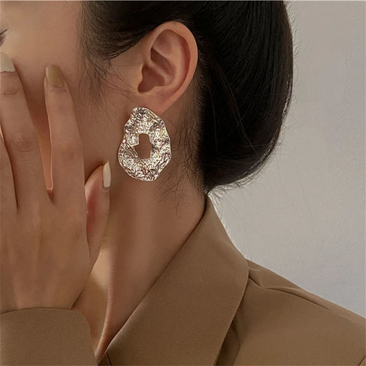 Geometric Irregular Hollow Metal Earrings