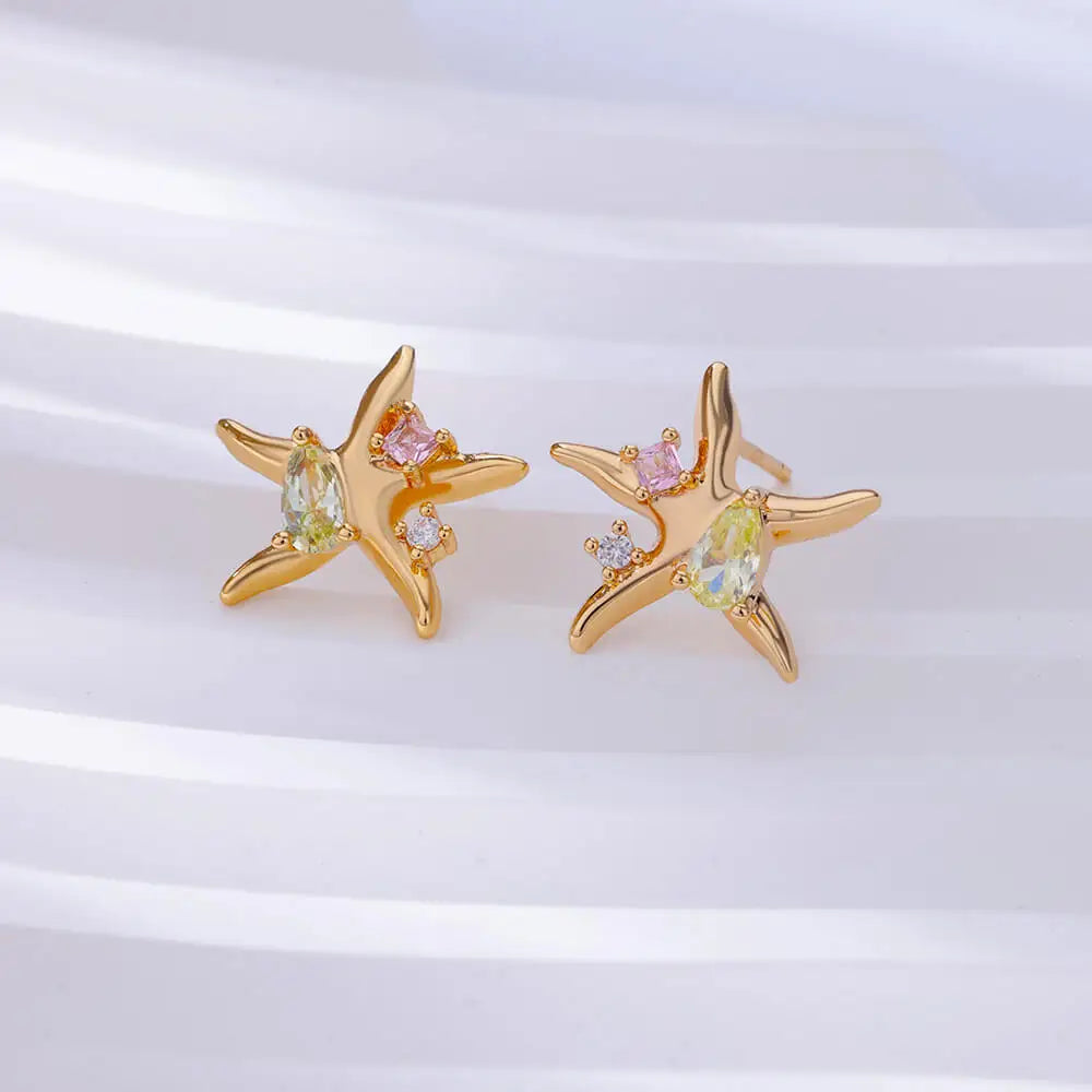 Water Drop Star Studs