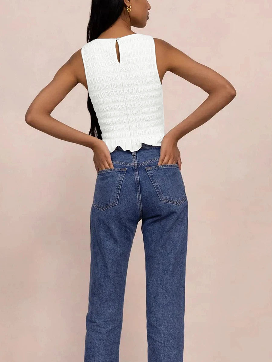 Summer Frill Smocked Vest Top