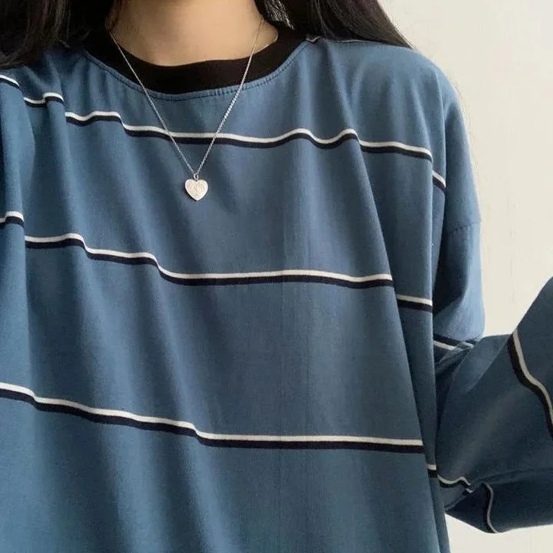 Striped Oversized Long Sleeve Shirt