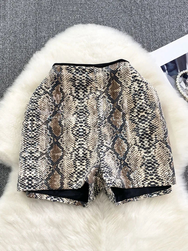 Sparkly Leopard Print Shorts