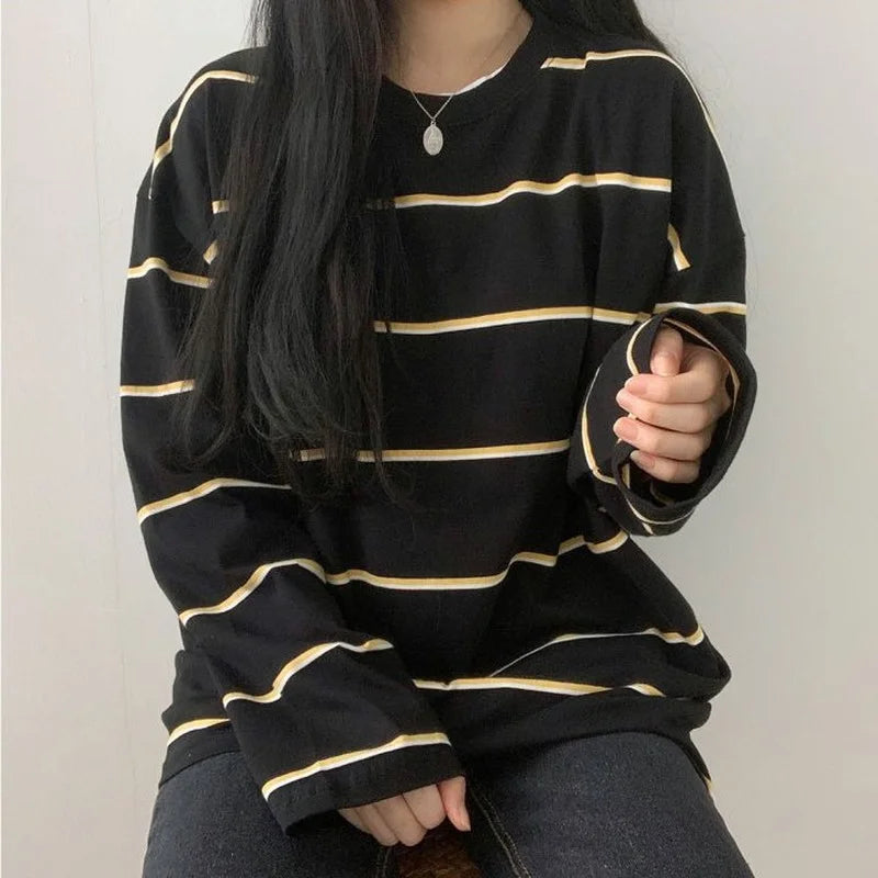 Striped Oversized Long Sleeve Shirt