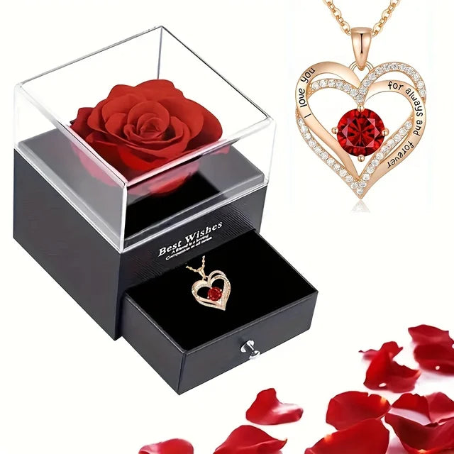 Necklace & Rose Flower Gift Box