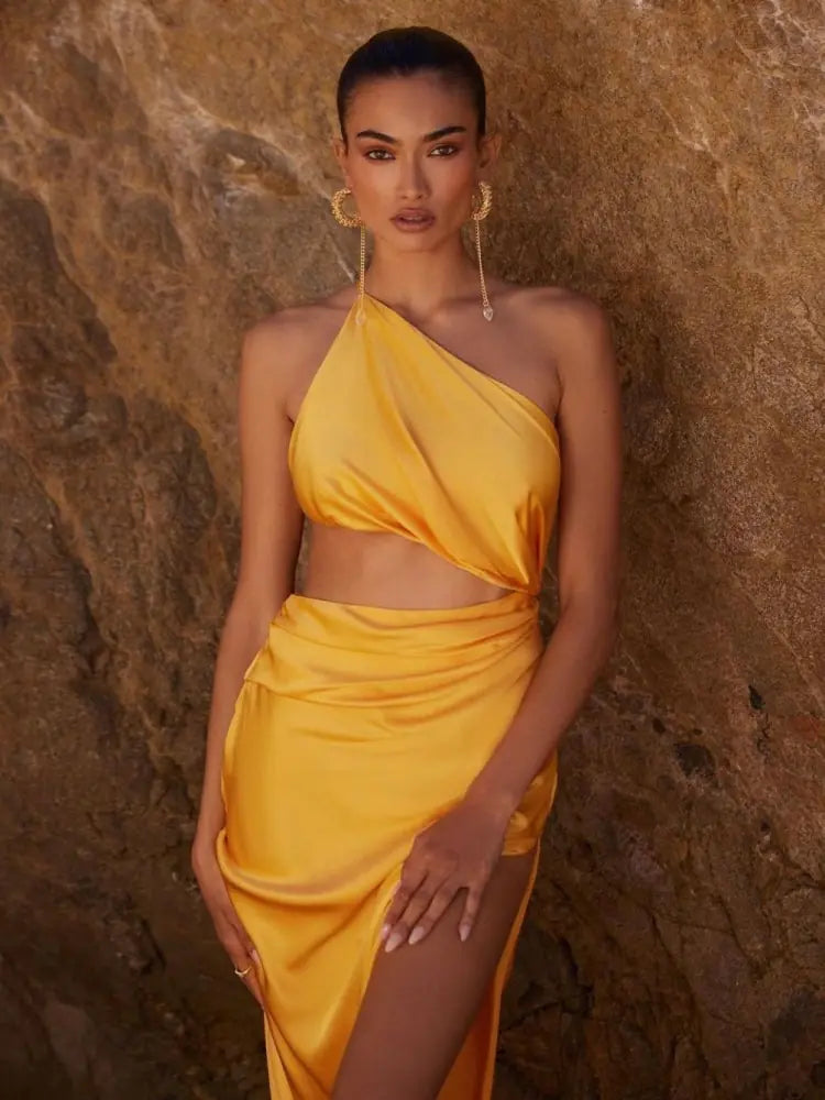 One Shoulder Waist Dress